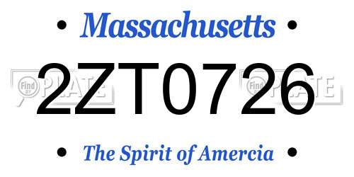 2ZT0726 Massachusetts License Plate