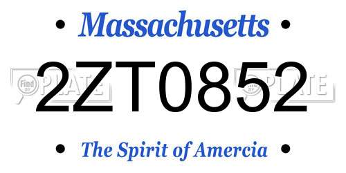 2ZT0852 Massachusetts License Plate
