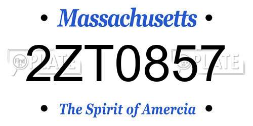 2ZT0857 Massachusetts License Plate