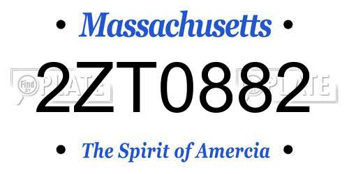 2ZT0882 Massachusetts License Plate