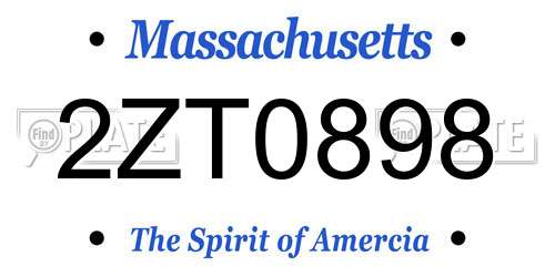 2ZT0898 Massachusetts License Plate