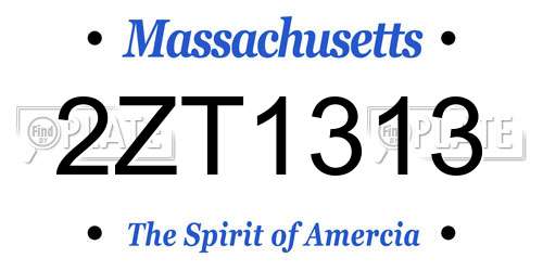 2ZT1313 Massachusetts License Plate