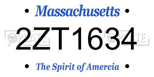 2ZT1634 Massachusetts License Plate