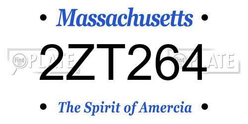 2ZT264 Massachusetts License Plate