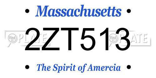 2ZT513 Massachusetts License Plate
