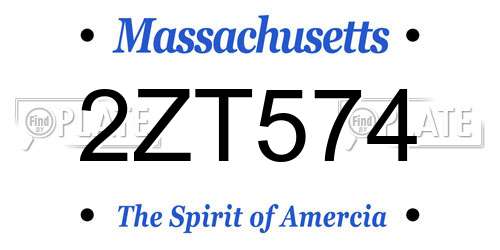 2ZT574 Massachusetts License Plate