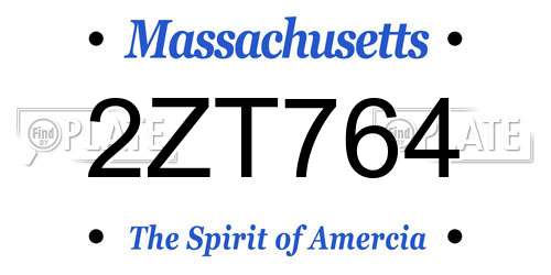 2ZT764 Massachusetts License Plate