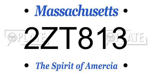 2ZT813 Massachusetts License Plate