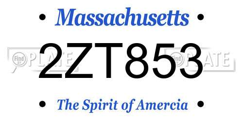 2ZT853 Massachusetts License Plate