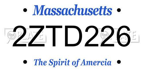 2ZTD226 Massachusetts License Plate