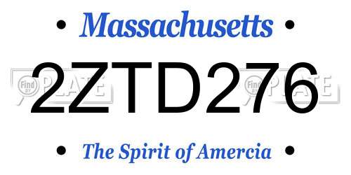 2ZTD276 Massachusetts License Plate