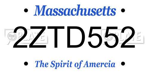 2ZTD552 Massachusetts License Plate