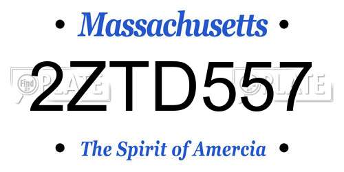 2ZTD557 Massachusetts License Plate