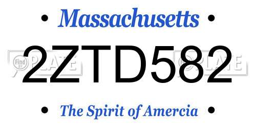 2ZTD582 Massachusetts License Plate