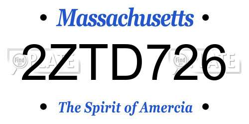 2ZTD726 Massachusetts License Plate