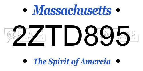 2ZTD895 Massachusetts License Plate