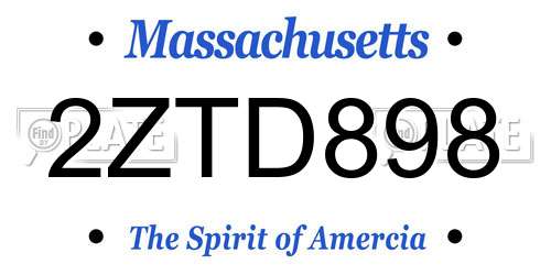2ZTD898 Massachusetts License Plate