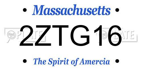 2ZTG16 Massachusetts License Plate