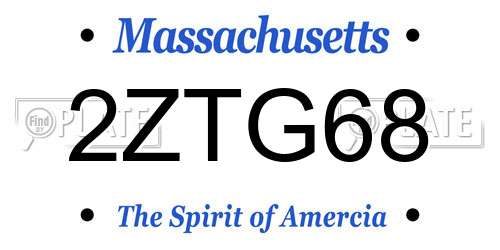 2ZTG68 Massachusetts License Plate