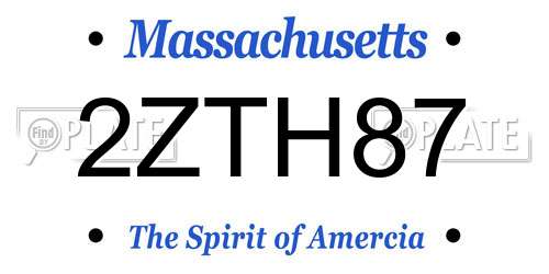 2ZTH87 Massachusetts License Plate