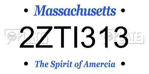 2ZTI313 Massachusetts License Plate