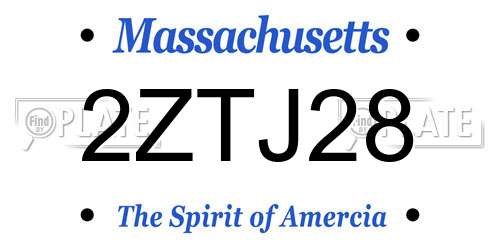 2ZTJ28 Massachusetts License Plate