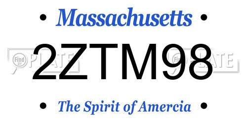 2ZTM98 Massachusetts License Plate