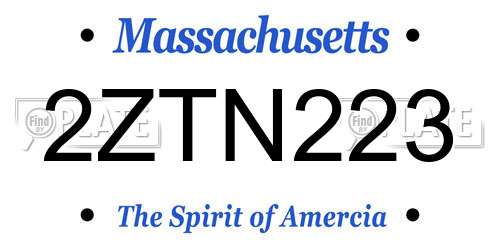 2ZTN223 Massachusetts License Plate