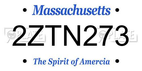 2ZTN273 Massachusetts License Plate