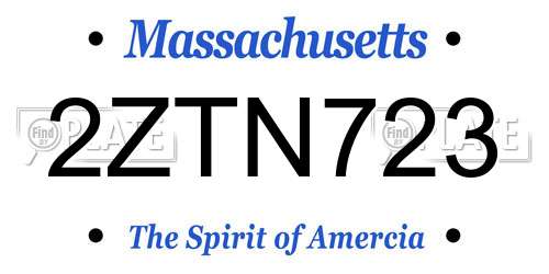 2ZTN723 Massachusetts License Plate