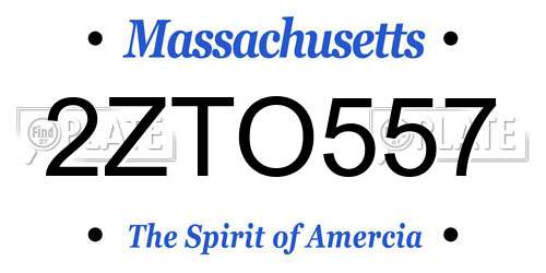 2ZTO557 Massachusetts License Plate