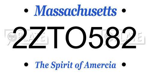 2ZTO582 Massachusetts License Plate