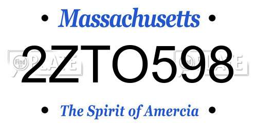 2ZTO598 Massachusetts License Plate