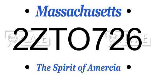 2ZTO726 Massachusetts License Plate