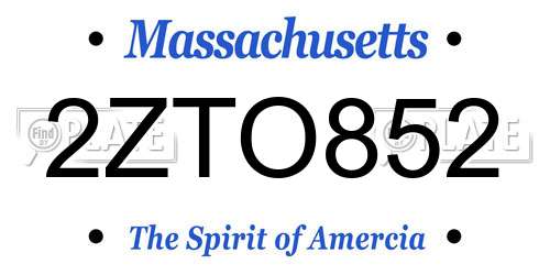 2ZTO852 Massachusetts License Plate