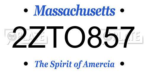 2ZTO857 Massachusetts License Plate