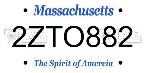 2ZTO882 Massachusetts License Plate