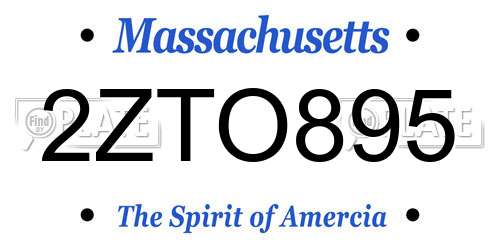 2ZTO895 Massachusetts License Plate