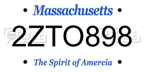 2ZTO898 Massachusetts License Plate