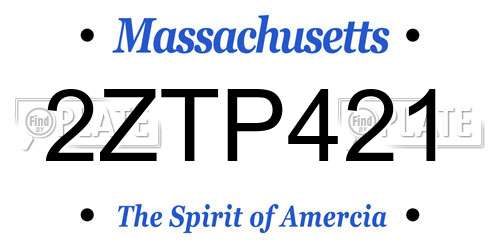 2ZTP421 Massachusetts License Plate