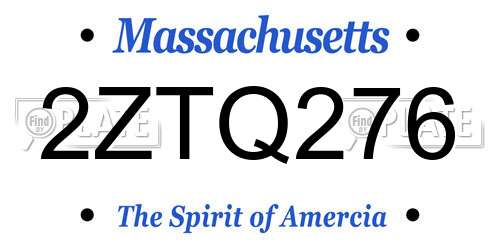2ZTQ276 Massachusetts License Plate