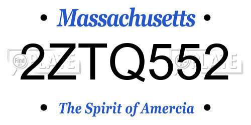 2ZTQ552 Massachusetts License Plate