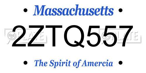 2ZTQ557 Massachusetts License Plate