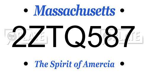 2ZTQ587 Massachusetts License Plate