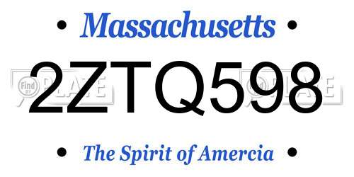 2ZTQ598 Massachusetts License Plate