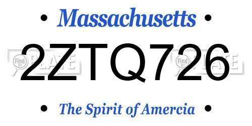 2ZTQ726 Massachusetts License Plate
