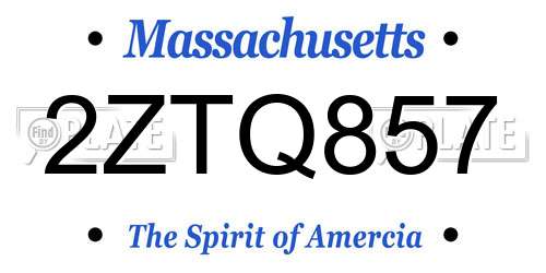 2ZTQ857 Massachusetts License Plate