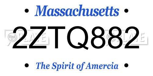 2ZTQ882 Massachusetts License Plate
