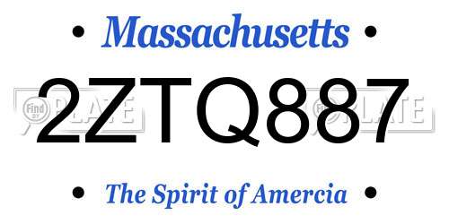 2ZTQ887 Massachusetts License Plate