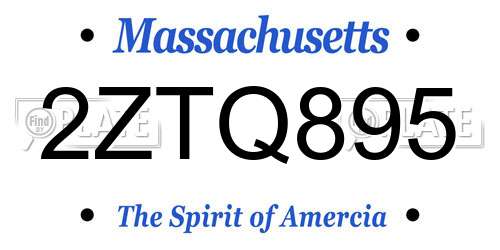 2ZTQ895 Massachusetts License Plate